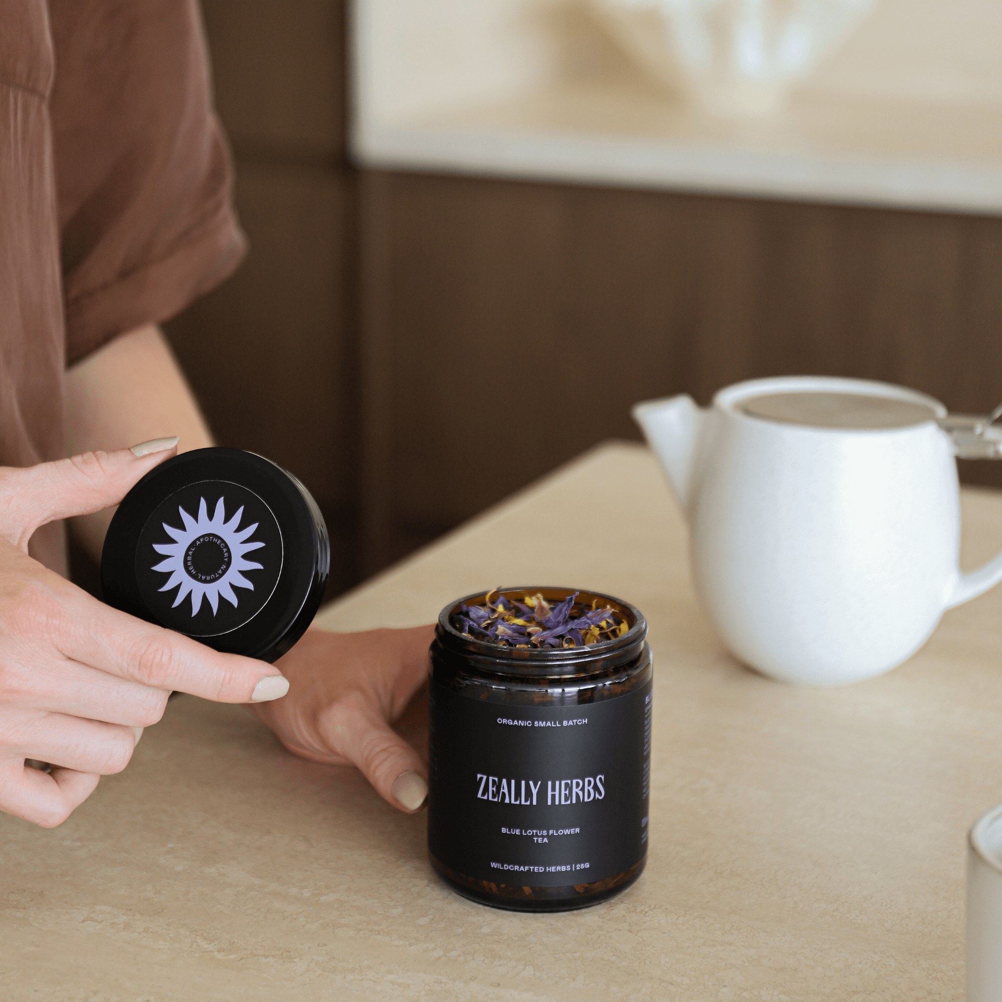 Blue lily Lotus Tea Serving